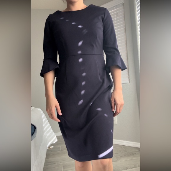 Navy Dress Ruffle Sleeves - Picture 4 of 5